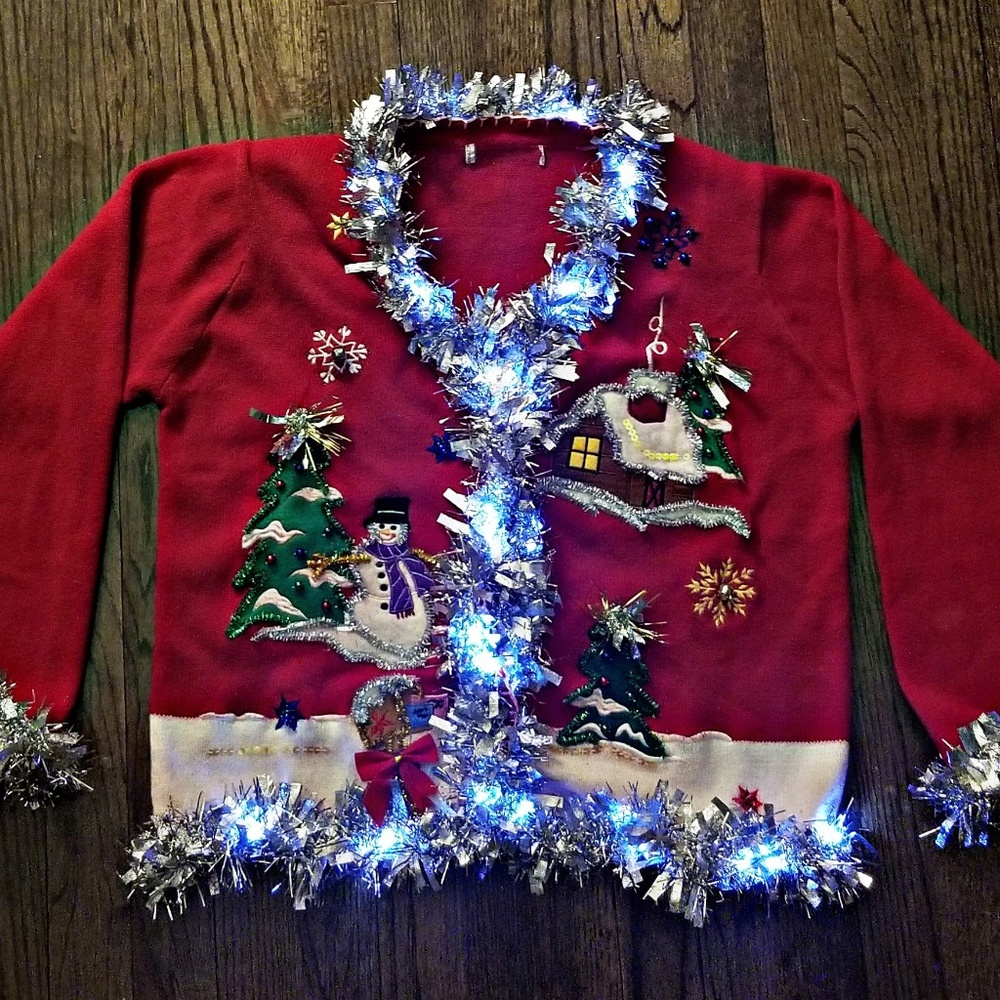 North Pole LIGHT UP Ugly/Tacky Christmas Sweater - Picture 2 of 6